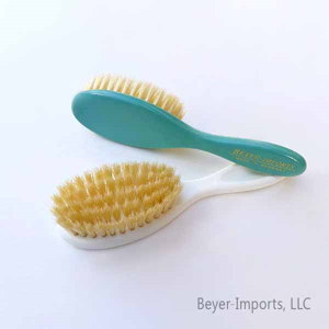 Baby Hair Brush w/ Natural Bristles, white or peppermint #001-WP