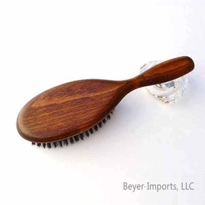 Paddle Hairbrush, oval w/ Pure Boar Bristles, Beech wood - dark #010-D