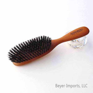 Paddle Hairbrush, narrow shaped w/ Pure Boar Bristles, Pear wood #030-LN