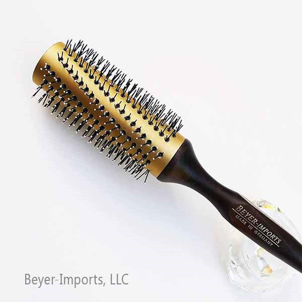 Gold-Plated Metal Tube Styling Brush, large w/ Nylon Bristles #120-GL